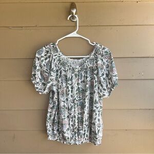 Lucky Brand Floral Boho Top - Size M - Peasant Hippie Casual